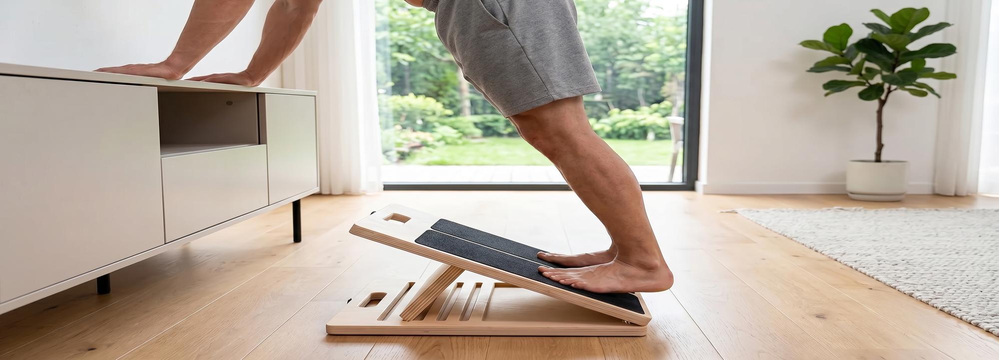 Person using the Norma Design Stretch & Mobility Board